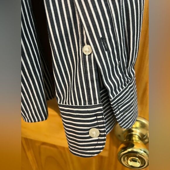 Chaps size L black and white striped button down shirt - Picture 6 of 10
